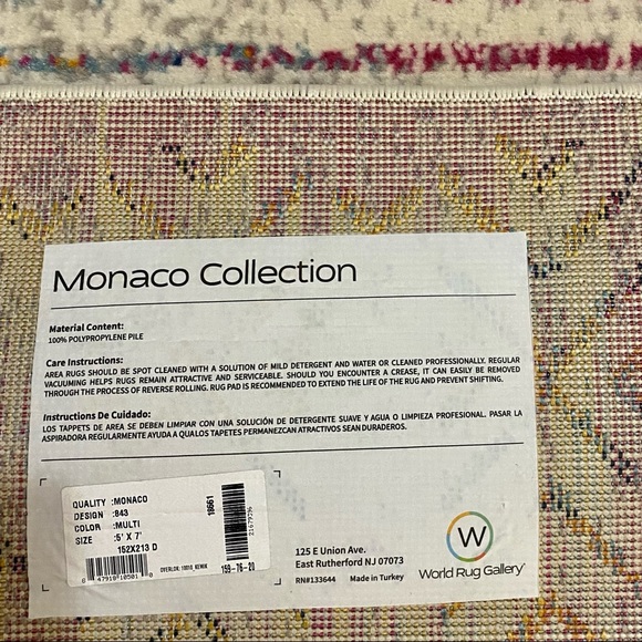 Monaco Multi Color Area Rug, 5’ x 7’ - Picture 4 of 5